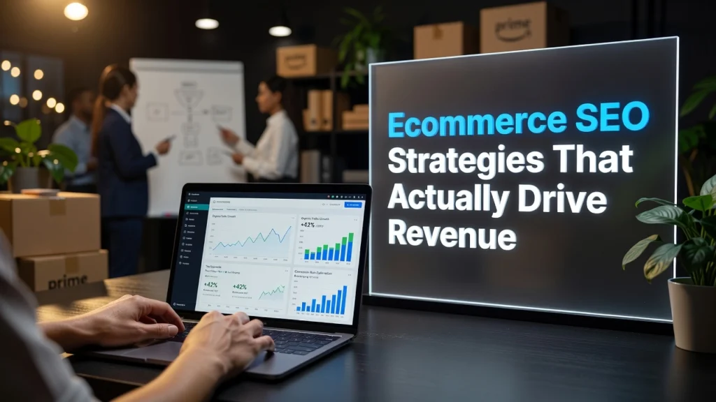 Professional header image for list-based article: Ecommerce SEO Strategies That Actually Drive Revenue