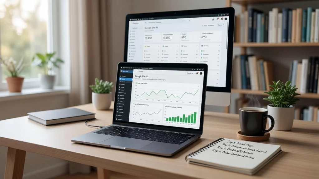 Professional header image for educational tutorial: How to Set Up Google Site Kit on WordPress for SEO