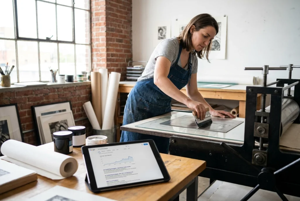 Professional header image for list-based article: Printmaking Artists Who Are Shaping the Medium in 2026