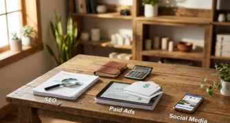 Professional header image for comparison analysis: SEO, Paid Ads or Social: Budget Split for Small Business